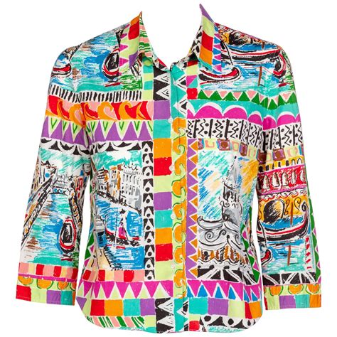 prada postcard|Prada Postcard Multicolored Print Cotton Blouse Top, Spring .